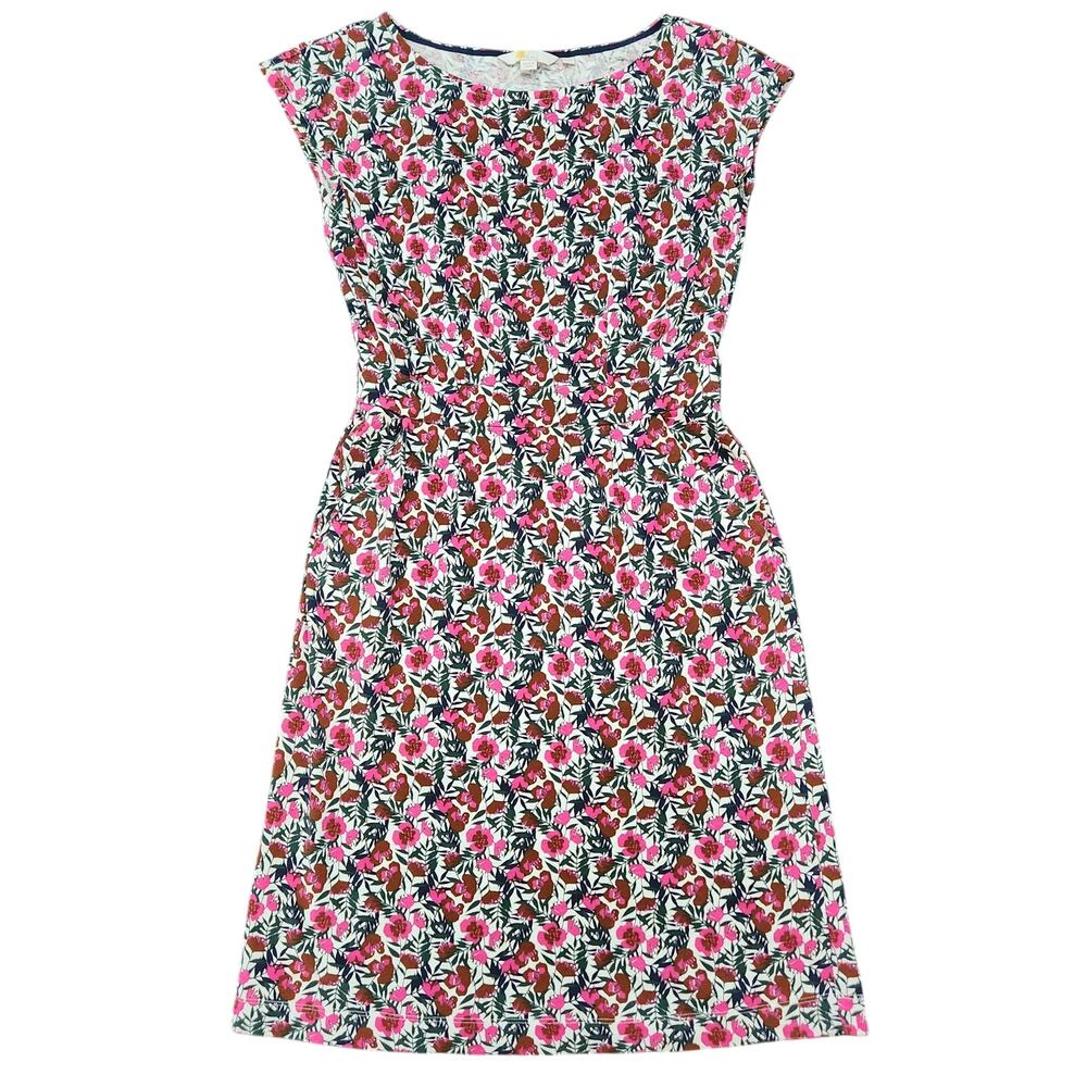 Boden Florrie Floral Jersey Dress in Ivory Pink Safari Size 4R